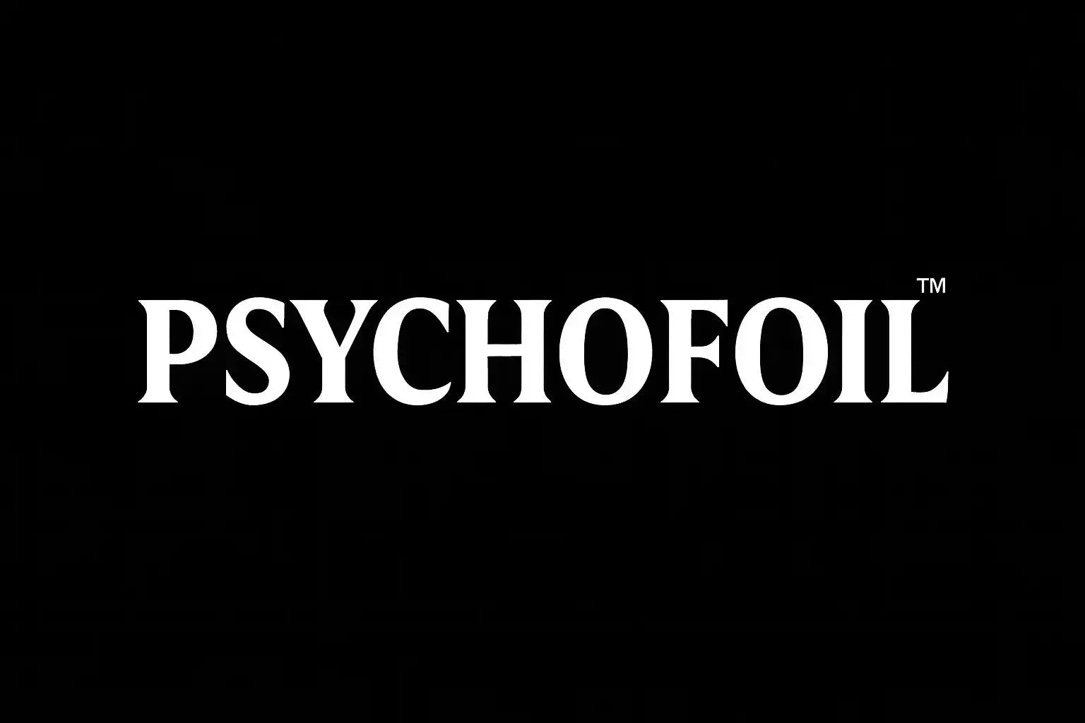 White ’psychofoil’ logo text on a black background.